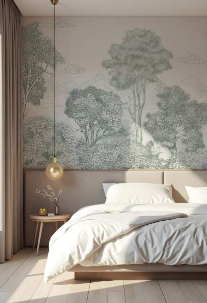 Chambre adulte zen papier peint nature