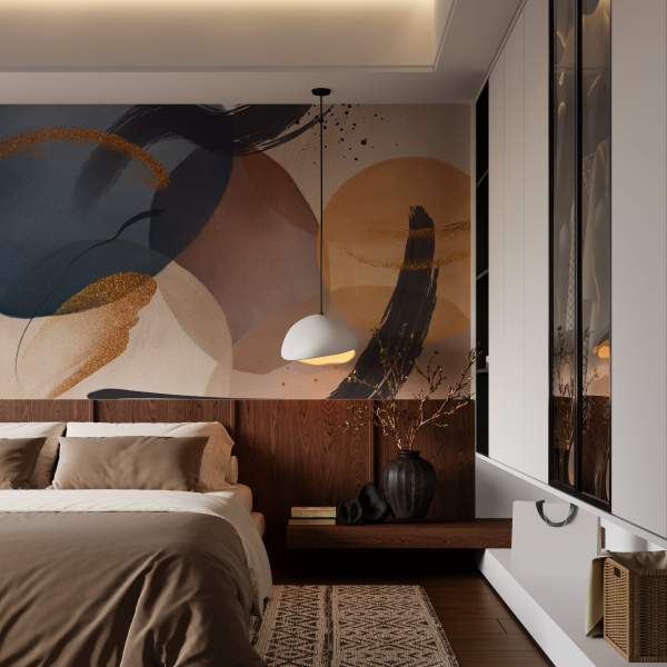 Papier peint graphique chambre adulte