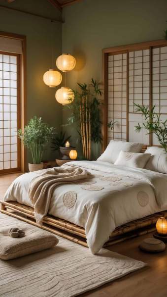 Chambre adulte zen papier peint nature