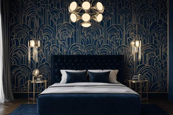 Papier peint graphique chambre adulte