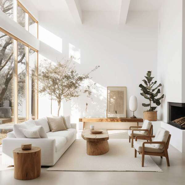 meubles de salon en bois blanc