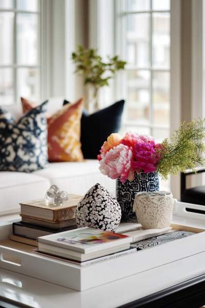 Plateau décoratif table basse stylisme