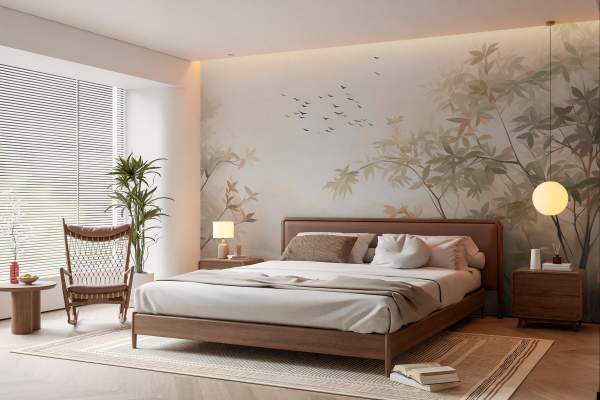 Chambre adulte zen papier peint nature