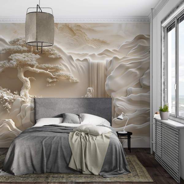 Chambre adulte zen papier peint nature