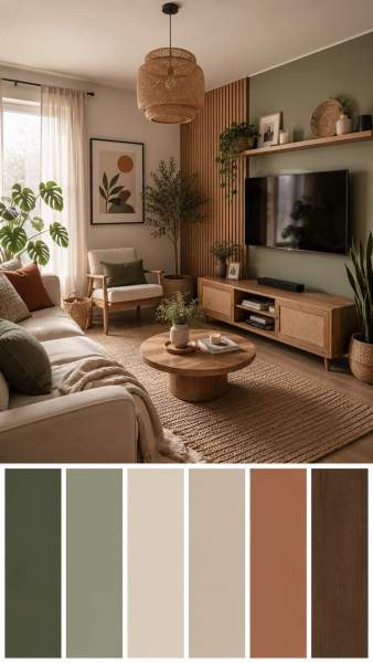 Couleurs harmonieuses bois salon